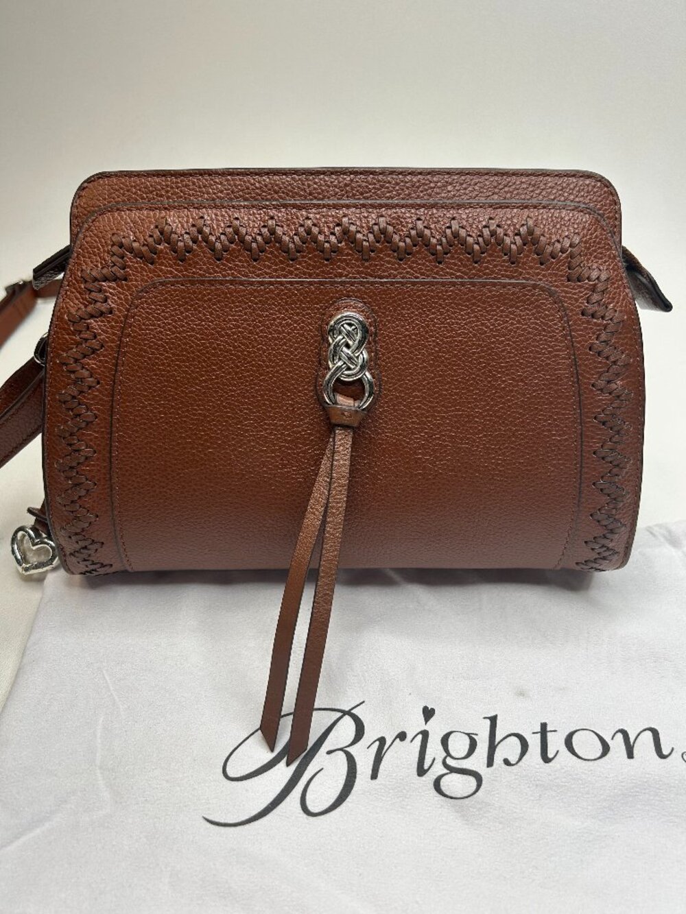 BRIGHTON Interlok Georgina Organizer Leather Crossbody Bourbon Dust Bag